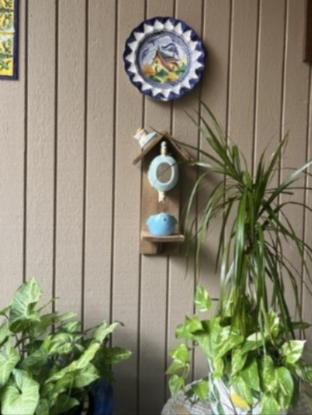 Rustic Wooden Handmade Teapot Bird Feeder Fruit And Flowers - Picture 9 of 16